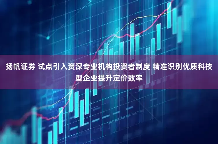 扬帆证券 试点引入资深专业机构投资者制度 精准识别优质科技型企业提升定价效率