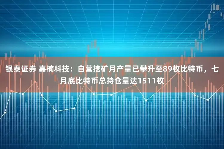 银泰证券 嘉楠科技：自营挖矿月产量已攀升至89枚比特币，七月底比特币总持仓量达1511枚